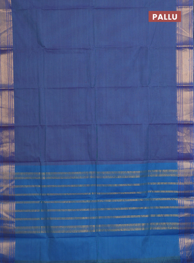 Chettinad cotton saree blue and cs blue with allover small checked pattern and zari woven border