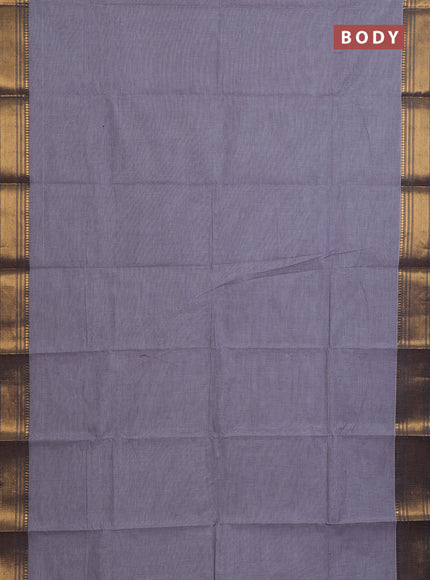 Chettinad cotton saree off white and black with allover small checked pattern and zari woven border