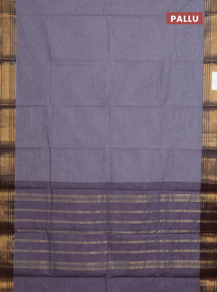 Chettinad cotton saree off white and black with allover small checked pattern and zari woven border