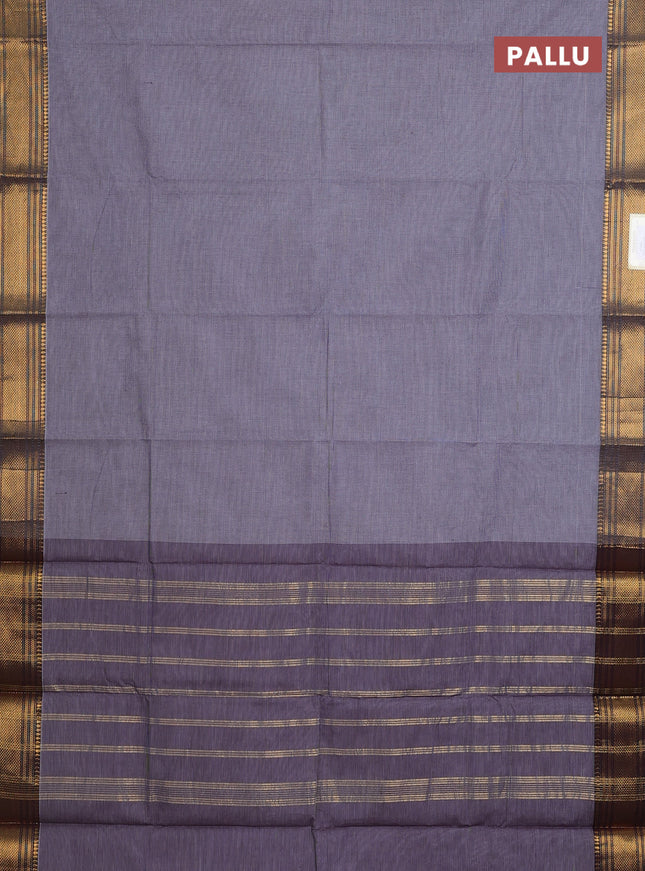 Chettinad cotton saree off white and black with allover small checked pattern and zari woven border