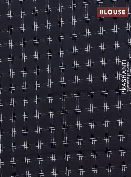 Chettinad cotton saree off white and black with allover small checked pattern and zari woven border