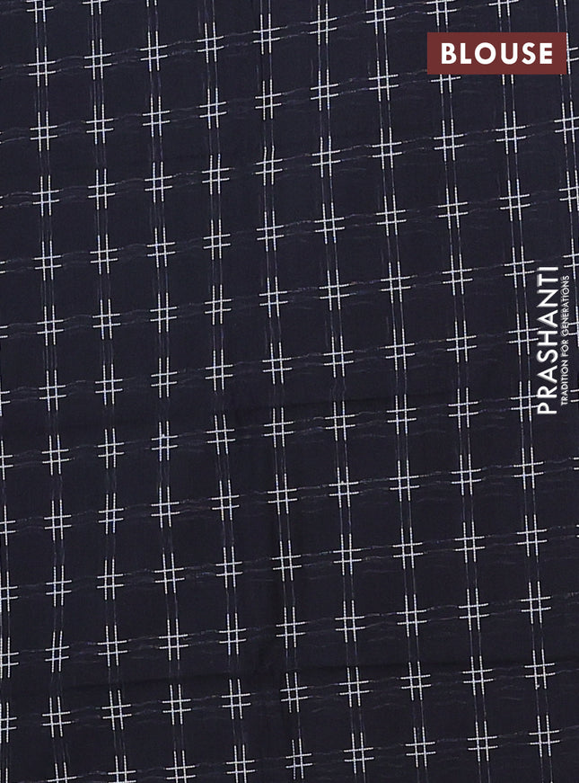 Chettinad cotton saree off white and black with allover small checked pattern and zari woven border