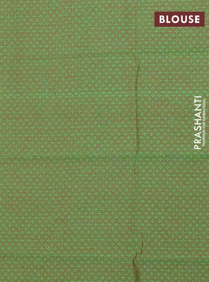 Chettinad cotton saree dark mustard and green with allover small checked pattern and zari woven border