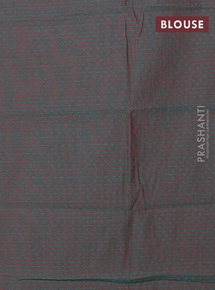 Chettinad cotton saree red and green with thread woven buttas and zari woven border
