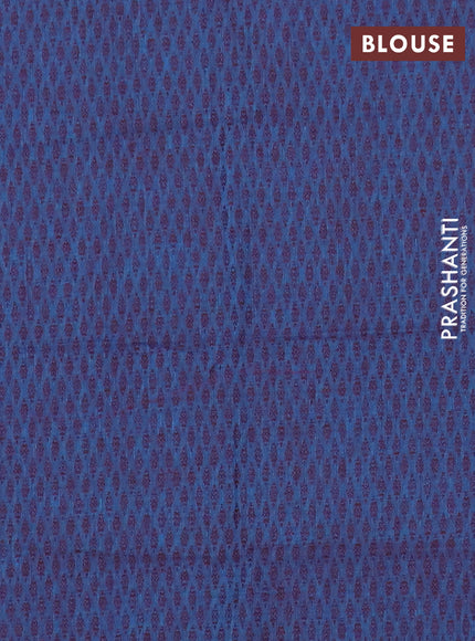 Chettinad cotton saree pink and dual shade of blue with allover stripe pattern and zari woven simple border