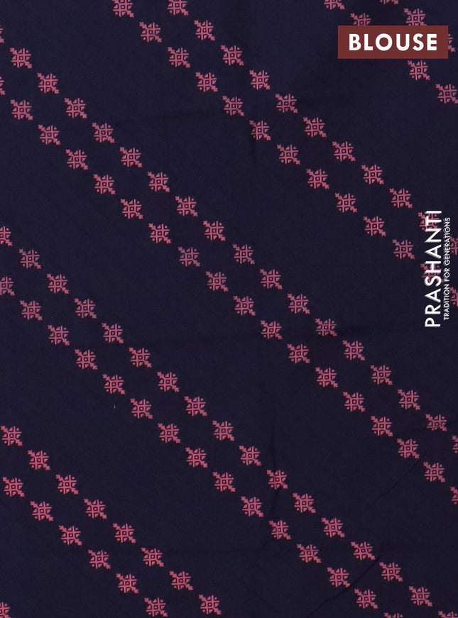 Chettinad cotton saree grey and navy blue with thread woven buttas and zari woven simple border