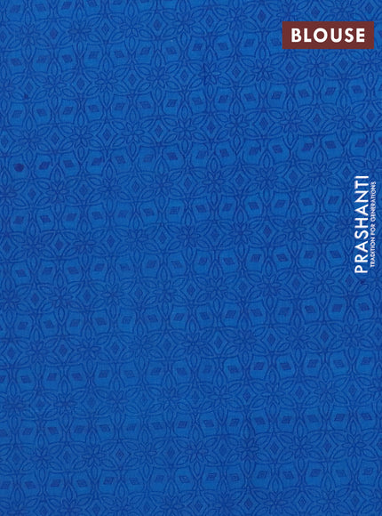 Chettinad cotton saree purple and blue with thread woven buttas and zari woven simple border