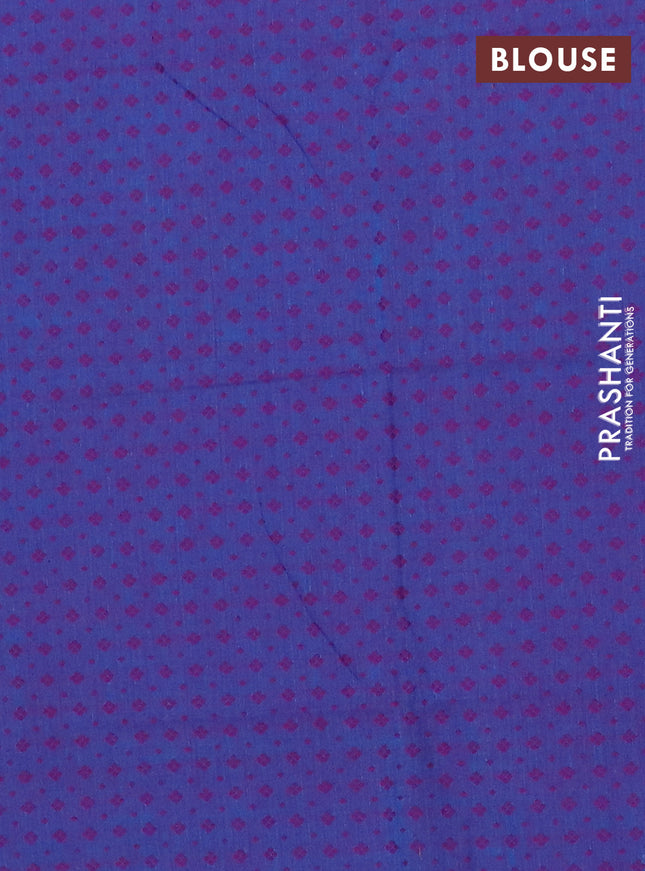 Chettinad cotton saree pink and blue with thread woven buttas and zari woven simple border