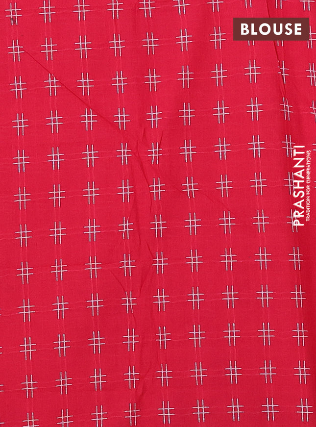 Chettinad cotton saree manthulir green and red with allover checked pattern and zari woven border