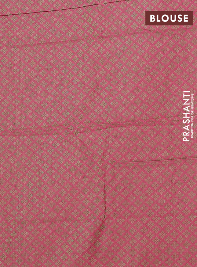 Chettinad cotton saree green and sap green pink with plain body and long zari woven border