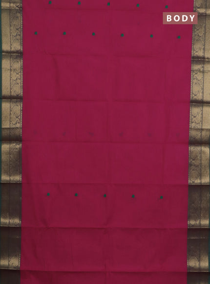 Chettinad cotton saree pink and green with plain body and annam zari woven border