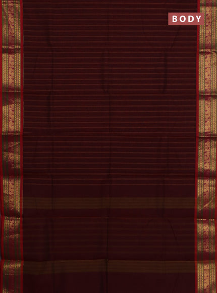 Chettinad cotton saree deep maroon and red with allover thread weaves and zari woven border