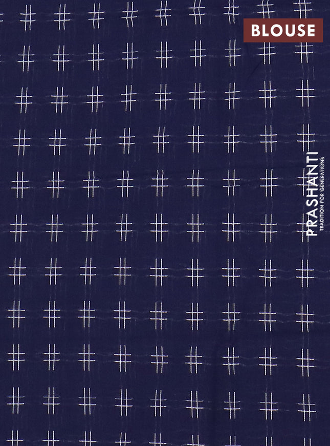 Chettinad cotton saree grey and dark blue with thread woven buttas and thread & zari woven border