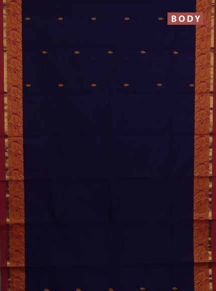 Chettinad cotton saree purple and red with thread woven buttas and thread & zari woven border