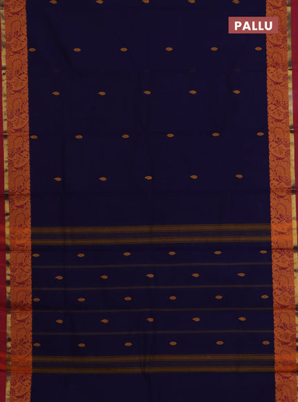 Chettinad cotton saree purple and red with thread woven buttas and thread & zari woven border