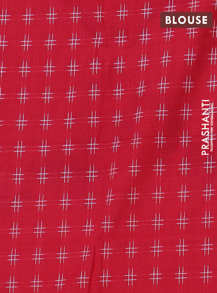 Chettinad cotton saree dark magenta pink and red with thread woven buttas and thread woven border