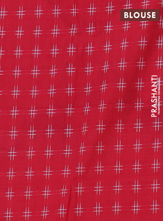 Chettinad cotton saree dark magenta pink and red with thread woven buttas and thread woven border