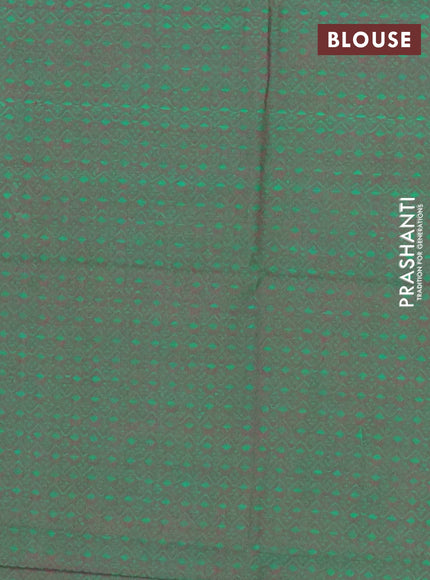 Chettinad cotton saree maroon and green with allover checked pattern and zari woven border