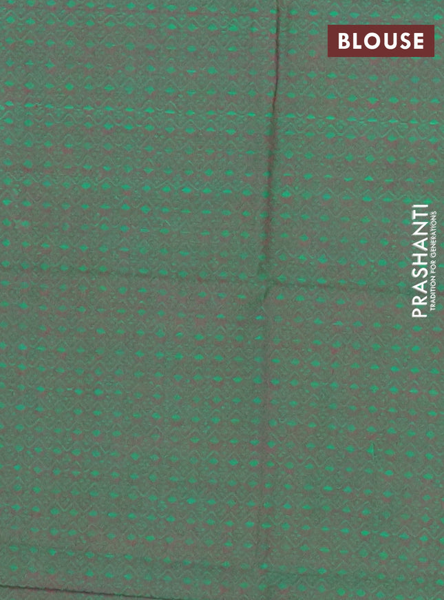 Chettinad cotton saree maroon and green with allover checked pattern and zari woven border