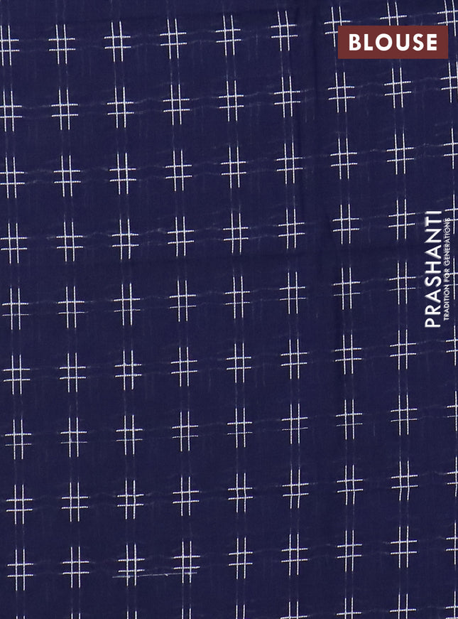 Chettinad cotton saree olive green and navy blue with thread woven buttas and long zari woven border