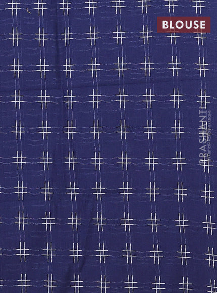 Chettinad cotton saree greyish blue and dark blue with thread woven buttas and thread woven border