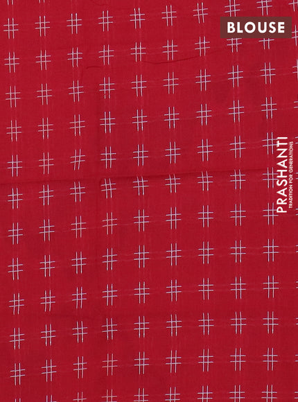 Chettinad cotton saree green and kumkum red with plain body and zari woven border