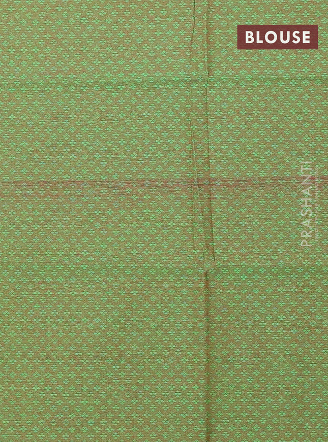 Chettinad cotton saree mustard yellow and green with thread woven buttas and zari woven border