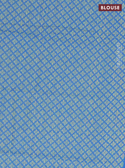 Chettinad cotton saree light green and blue with allover thread weaves and thread & zari woven border