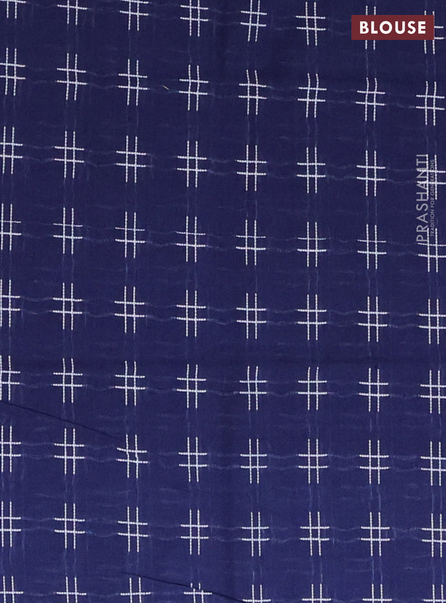 Chettinad cotton saree blue and dark blue with allover thread weaves and thread & zari woven border