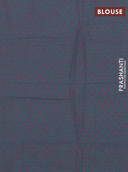 Chettinad cotton saree teal green shade and dual shade of purple with thread woven buttas and thread woven simple border