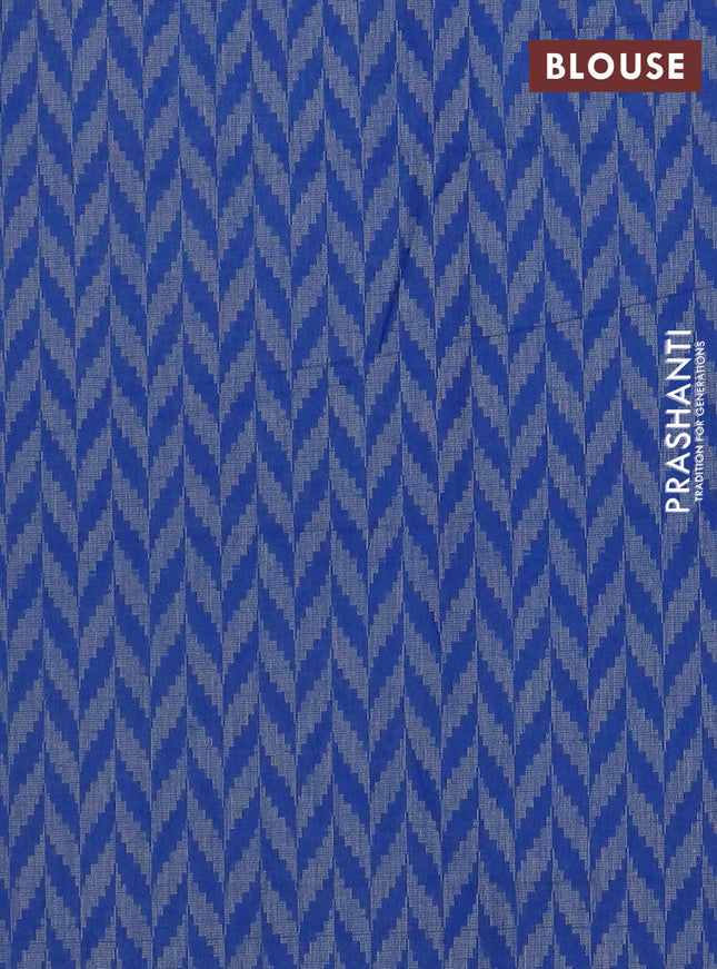 Chettinad cotton saree dual shade of light green and blue with thread woven buttas and thread & zari woven border