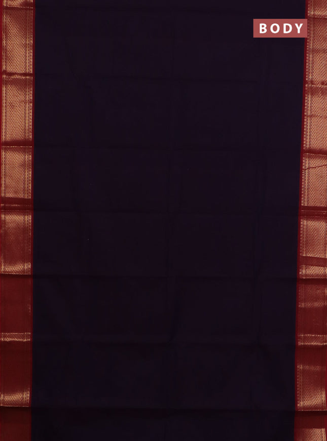 Chettinad cotton saree jamun shade and maroon with plain body and zari woven border