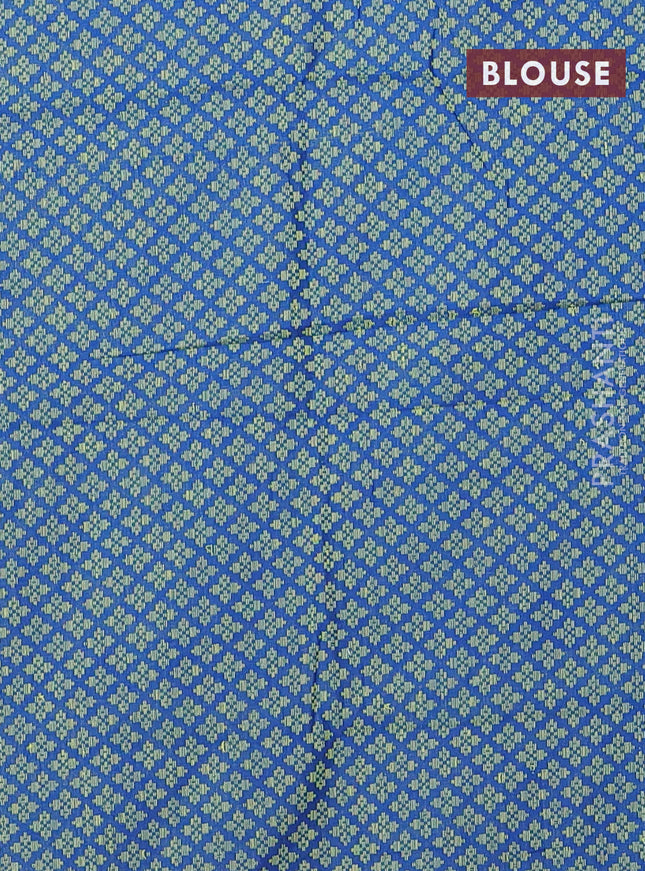 Chettinad cotton saree light green and bue with allover thread weaves and thread & zari woven border