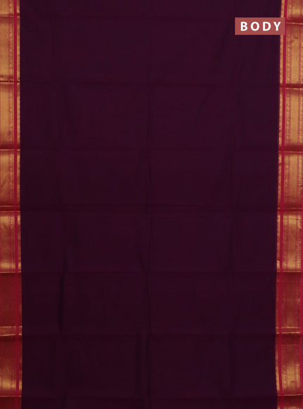 Chettinad cotton saree purple and pink with plain body and zari woven border