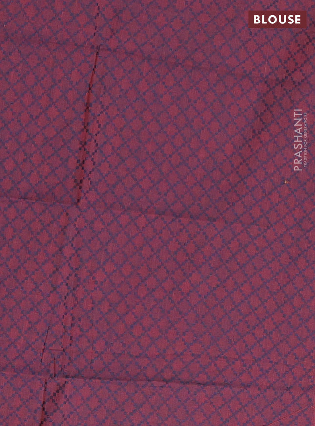 Chettinad cotton saree chikku shade and green brown with allover checks & thread woven buttas and temple design rettapet border