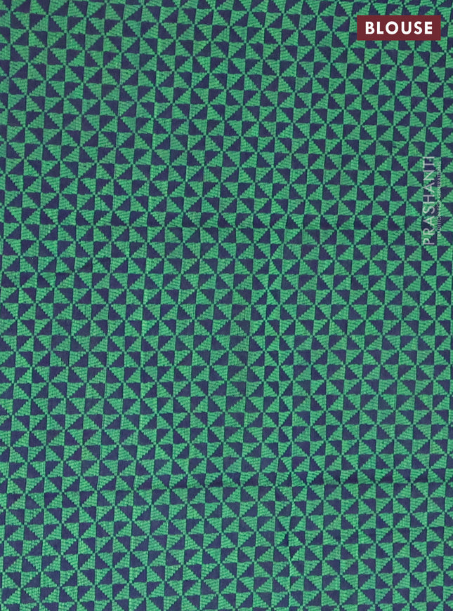 Chettinad cotton saree red and green with thread woven buttas and thread woven border