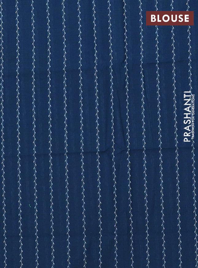 Chettinad cotton saree pastel green and peacock blue with thread woven buttas and thread woven border