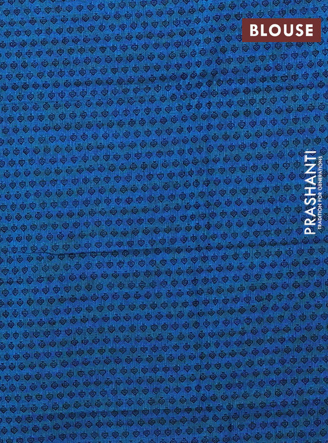 Chettinad cotton saree teal bluish green and peacock blue with thread woven buttas and rudhraksha thread woven border