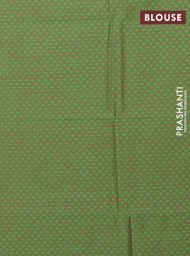 Chettinad cotton saree dual shade of yellow and green with thread woven buttas and temple thread woven border