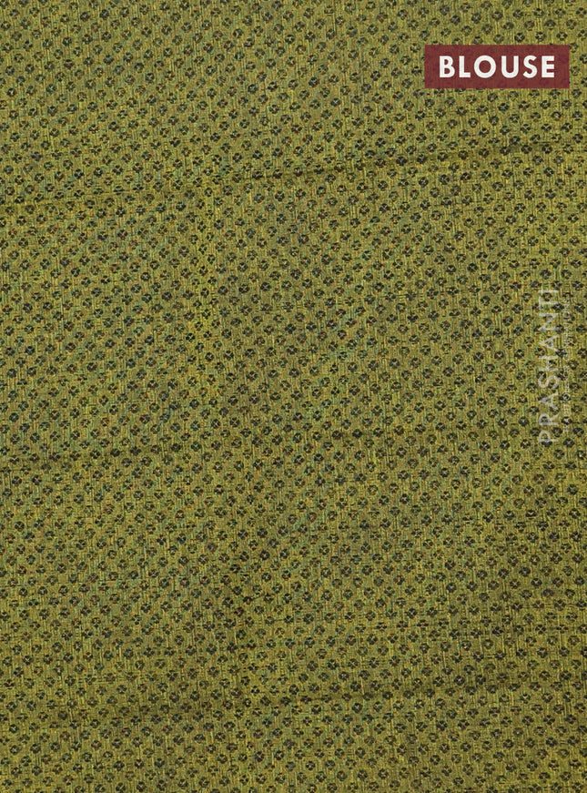 Chettinad cotton saree pastel brown and sap green with plain body and thread woven border