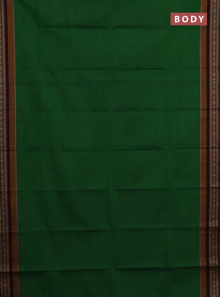 Chettinad cotton saree green and deep maroon with thread woven buttas and thread woven border