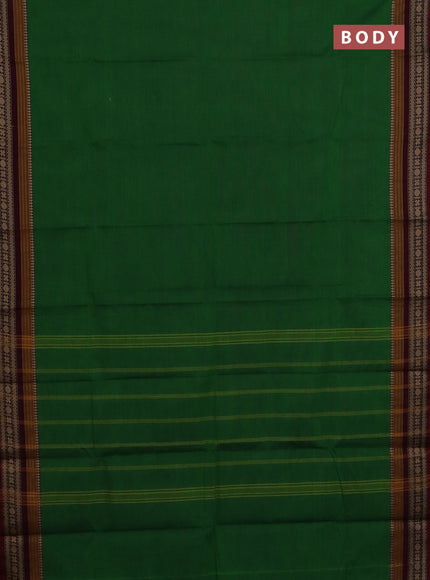 Chettinad cotton saree green and deep maroon with thread woven buttas and thread woven border