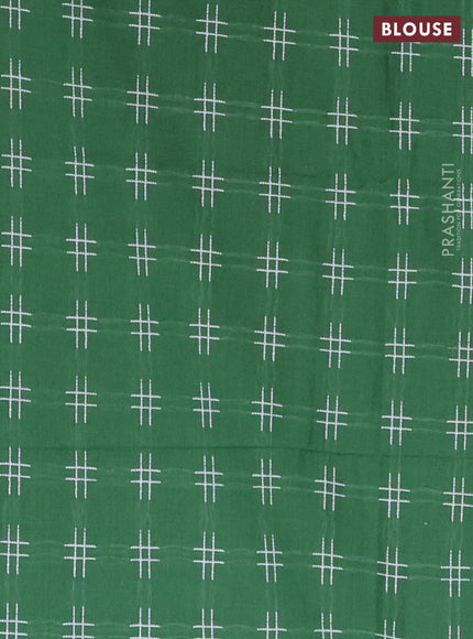 Chettinad cotton saree deep maroon and green with plain body and thread woven border