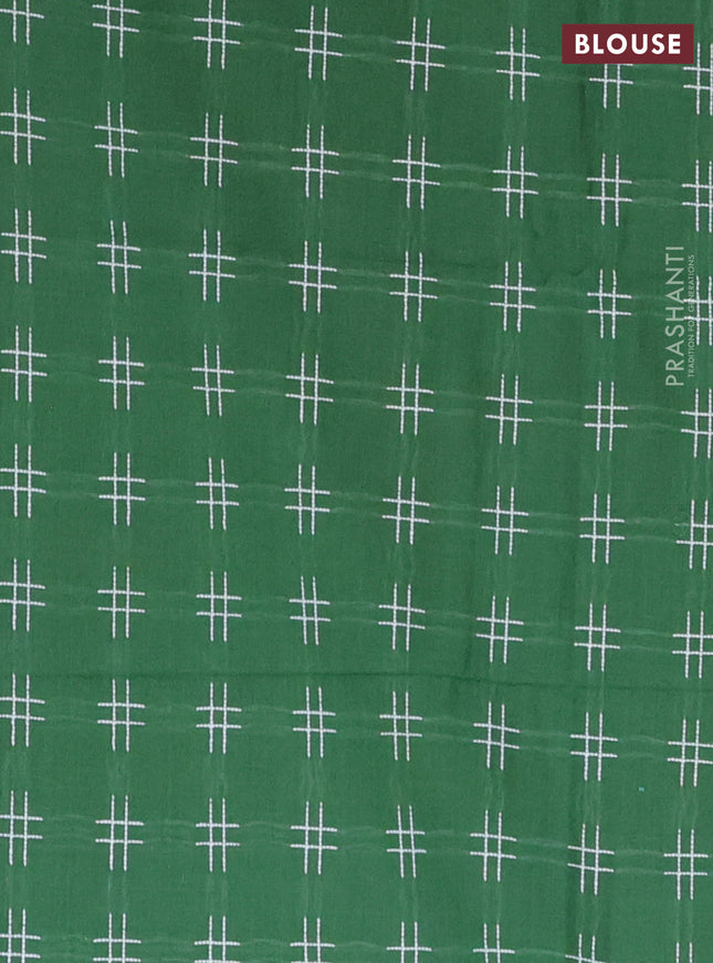 Chettinad cotton saree deep maroon and green with plain body and thread woven border