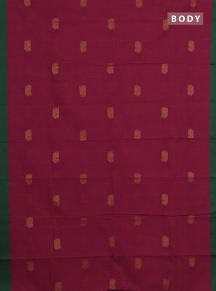 Chettinad cotton saree red and green with allover stripe pattern & thread woven buttas and simple border