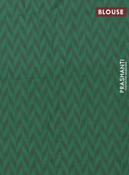 Chettinad cotton saree red and green with allover stripe pattern & thread woven buttas and simple border