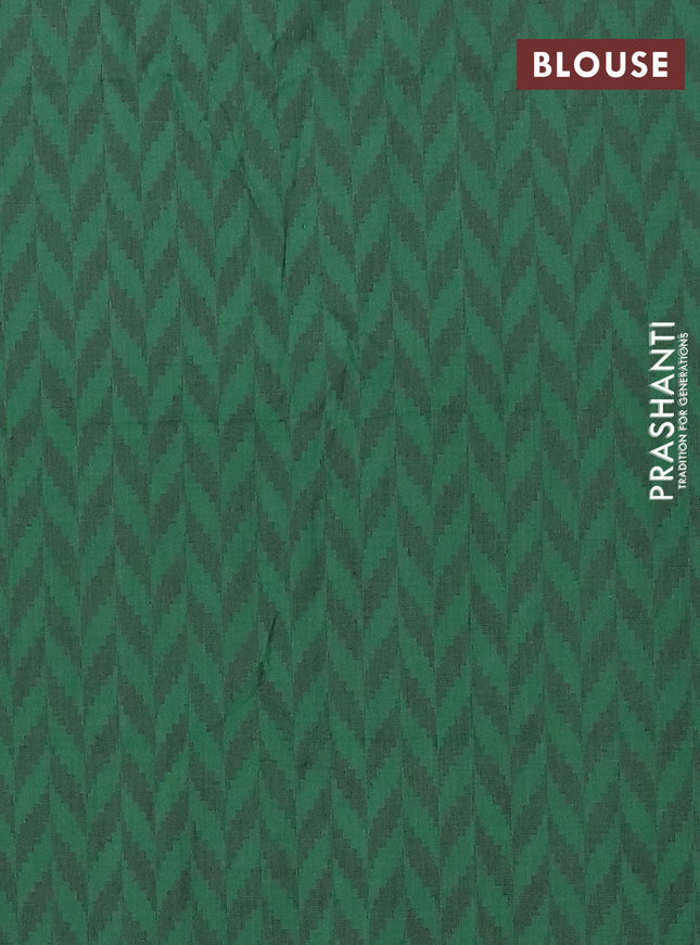 Chettinad cotton saree red and green with allover stripe pattern & thread woven buttas and simple border