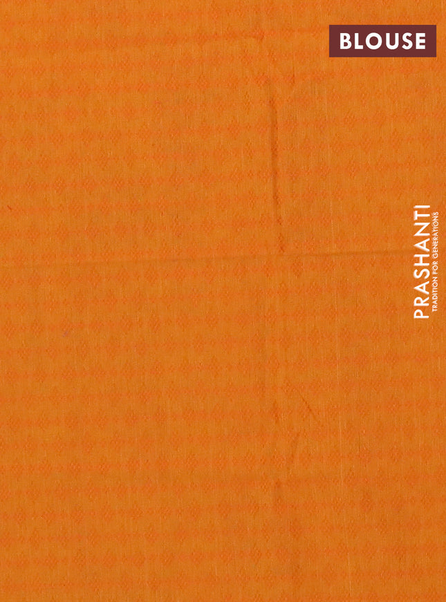 Chettinad cotton saree dual shade of bluish purple and mango yellow with allover stripe pattern & thread woven buttas and simple border