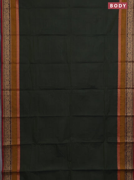 Chettinad cotton saree sap green and maroon with plain body and rettapet thread woven border