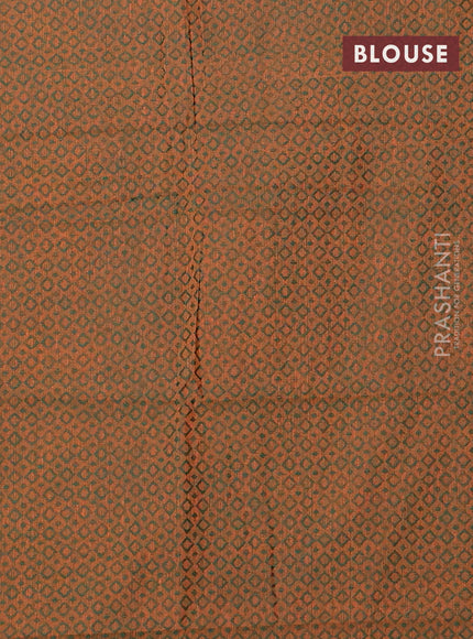 Chettinad cotton saree dual shade of dark greenish blue and mustard yellow with thread woven buttas and thread woven border